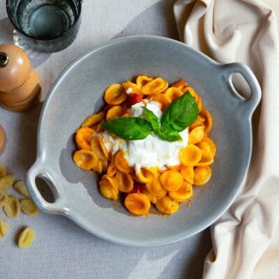 Orecchiette gambas en burrata