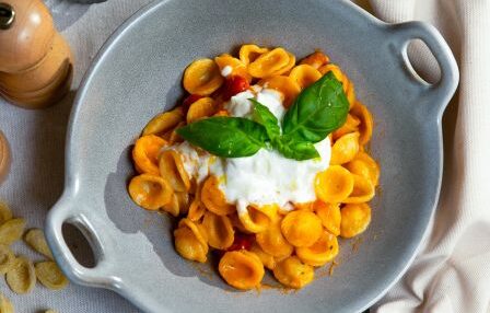 Orecchiette gambas en burrata