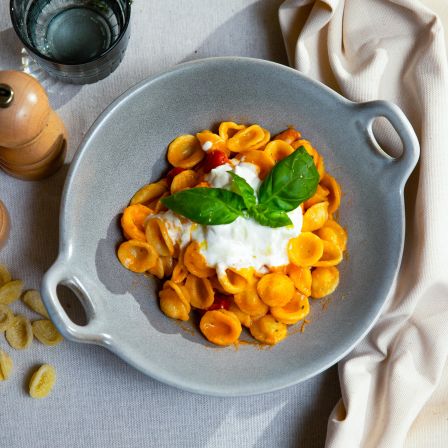 Orecchiette gambas en burrata